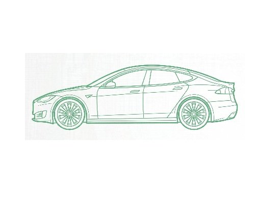 Tekening Tesla Model S groen 1